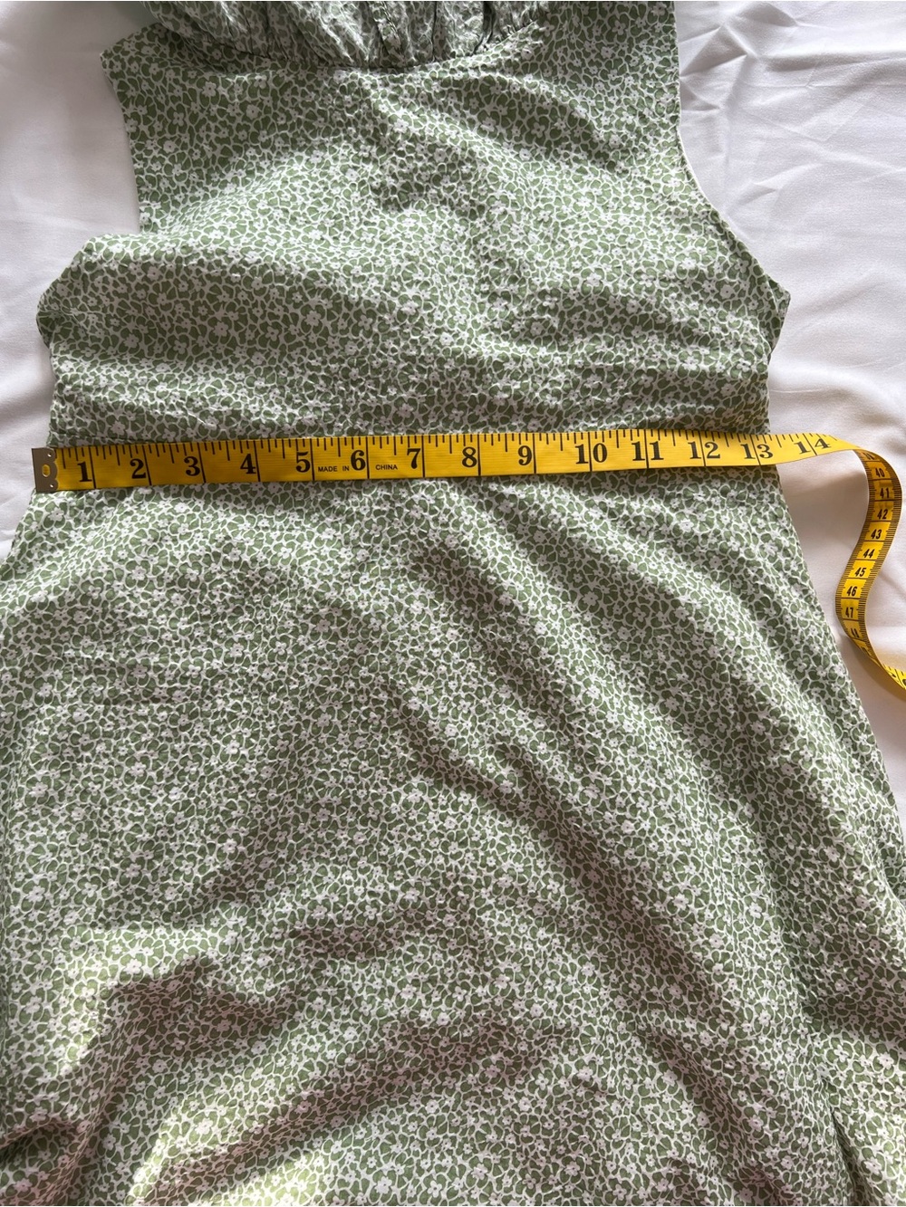 Aurora European Boutique Green Floral Ruffle Dress 100% Cotton Lined Size 6 30 - Picture 10 of 11